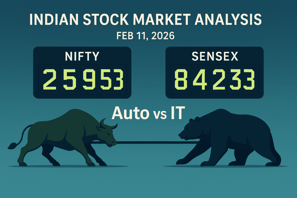Indian Stock Market Today: Nifty Holds 25,950 as Auto & PSU Banks Outperform, IT Drags